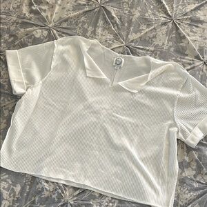 Blue Rain White Ribbed Crop Top